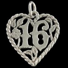 Estate James Avery sterling silver "16" charm