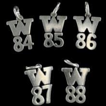 Lot of 5 estate James Avery sterling silver "W" charms "84" through "88"
