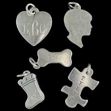 Lot of 5 estate James Avery sterling silver personalized engraved charms