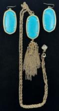 Estate Kendra Scott gold-tone white stone necklace & earring set