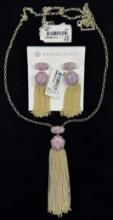 Estate Kendra Scott gold-tone purple stone necklace & earring set