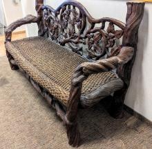 INCREDIBLE LARGE CARVED BENCH (NO SHIPPING)