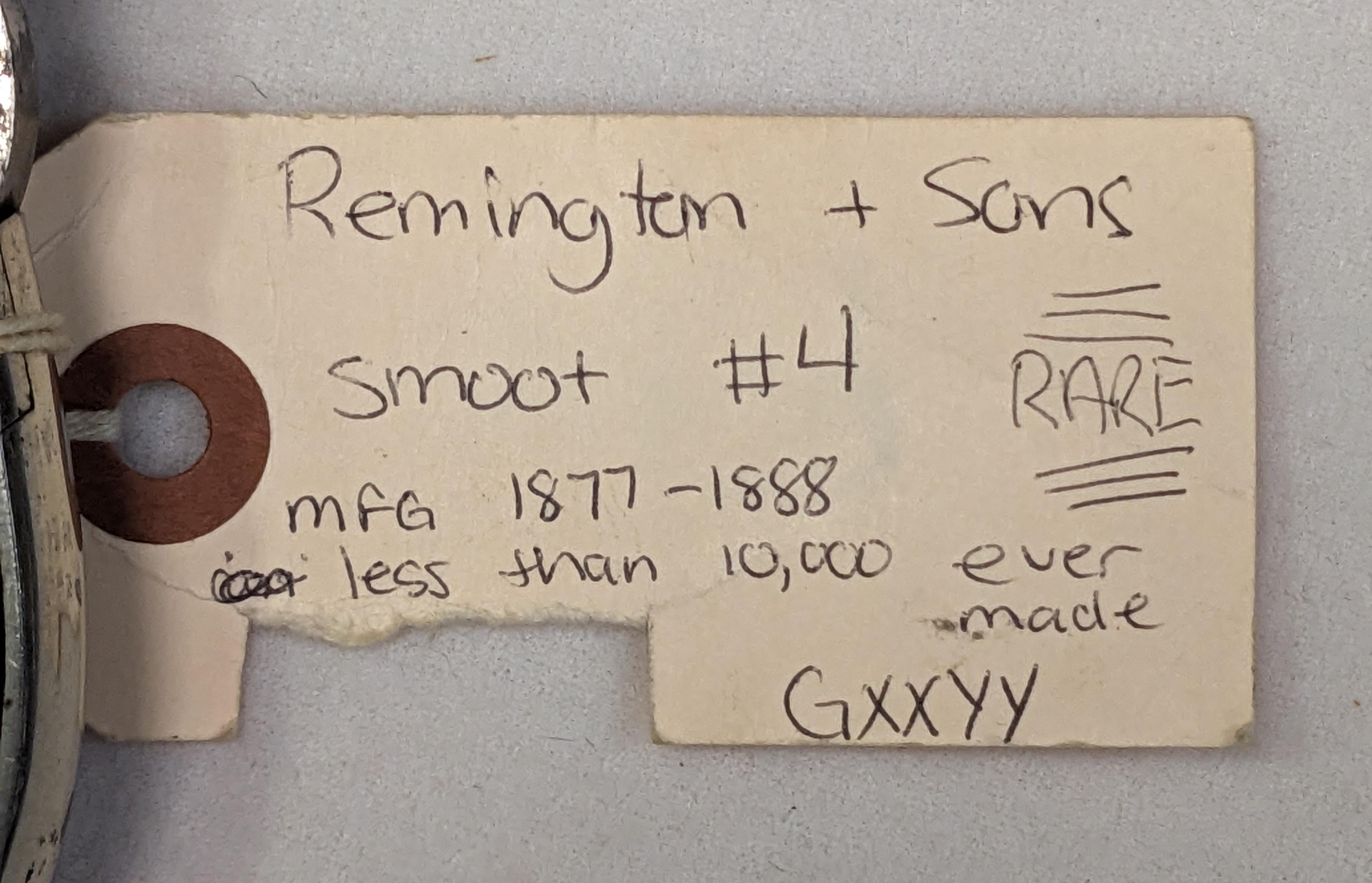 REMINGTON & SONS SMOOT #4  MFG. BETWEEN 1887-1888 .38