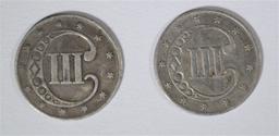 1852 & 1853 3-CENT SILVERS VF