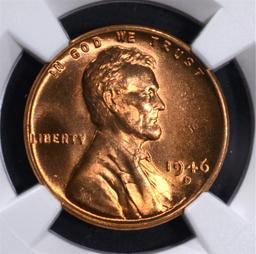1946-D LINCOLN CENT, NGC MS-67 RED
