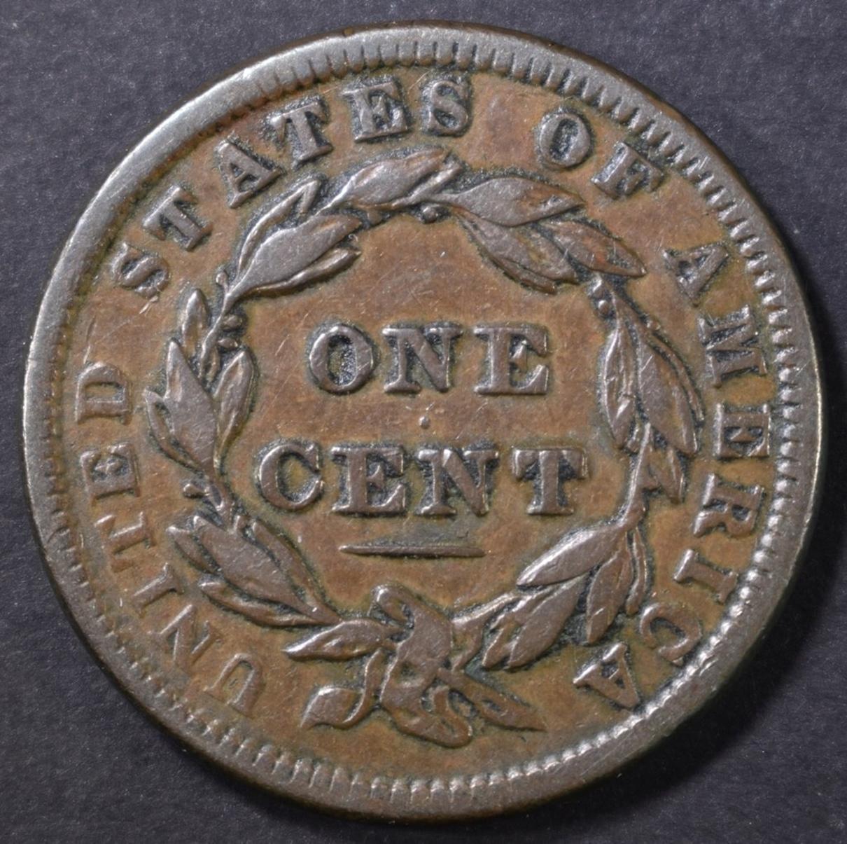 1838 LARGE CENT, VF/XF