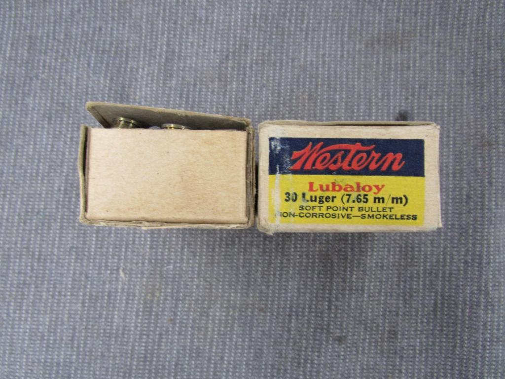 x2 vintage boxes of 30 luger, western.
