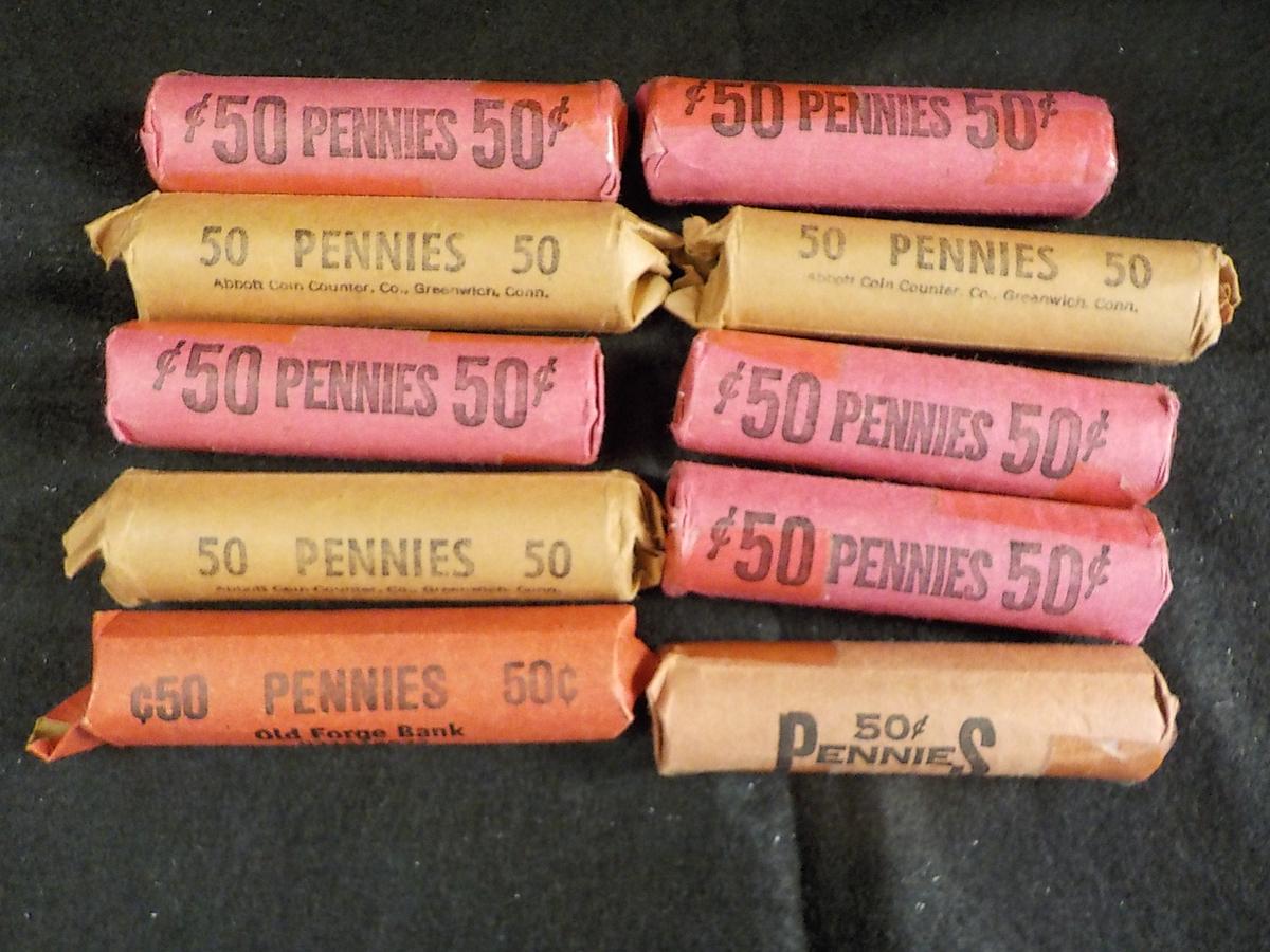 A20  (10) Rolls Lincoln Wheat Cents - 10 X $