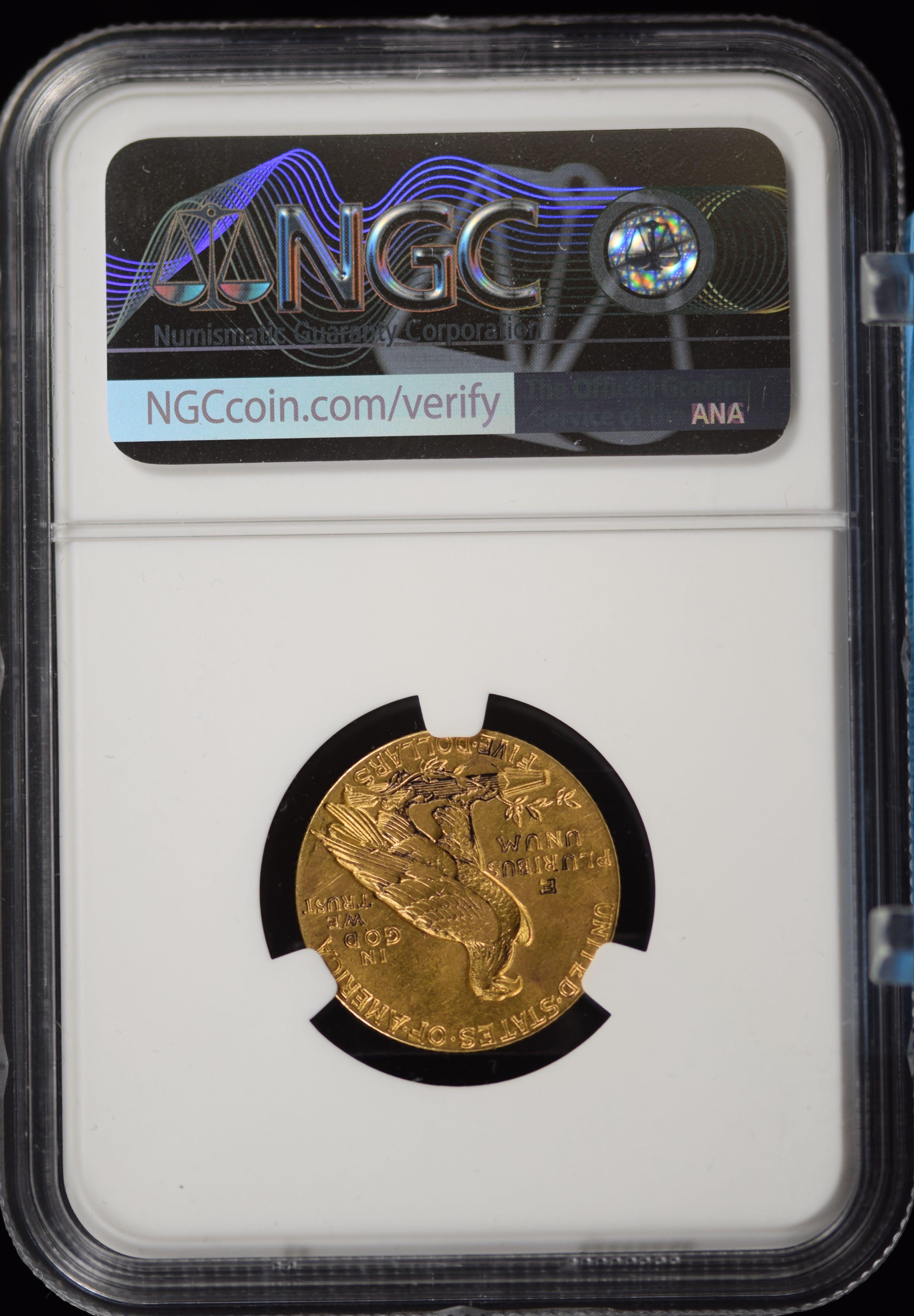 1911 $5 Gold Indian NGC AU-55
