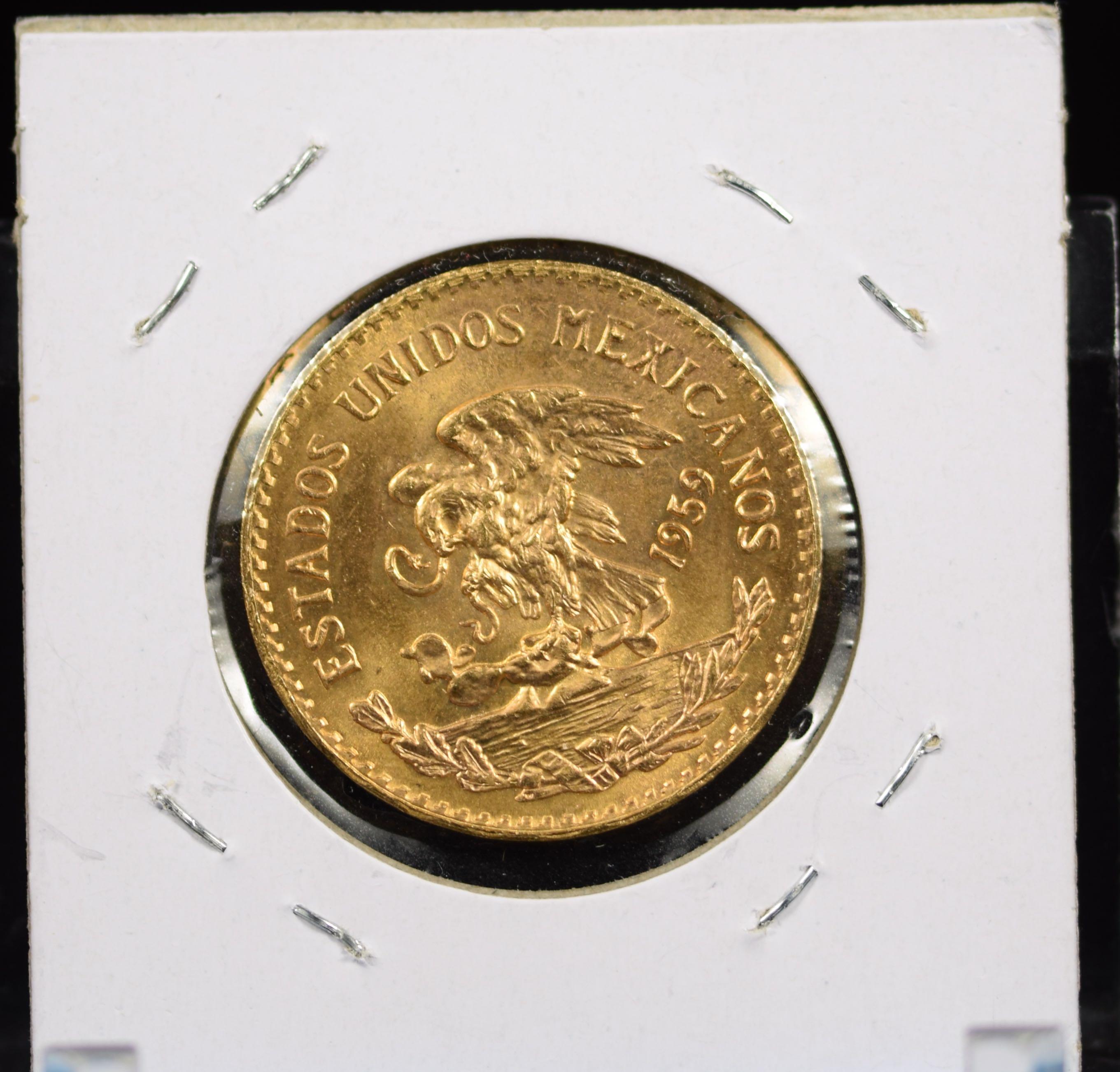 1959 Gold 20 Veinte Peso MS64 Nice