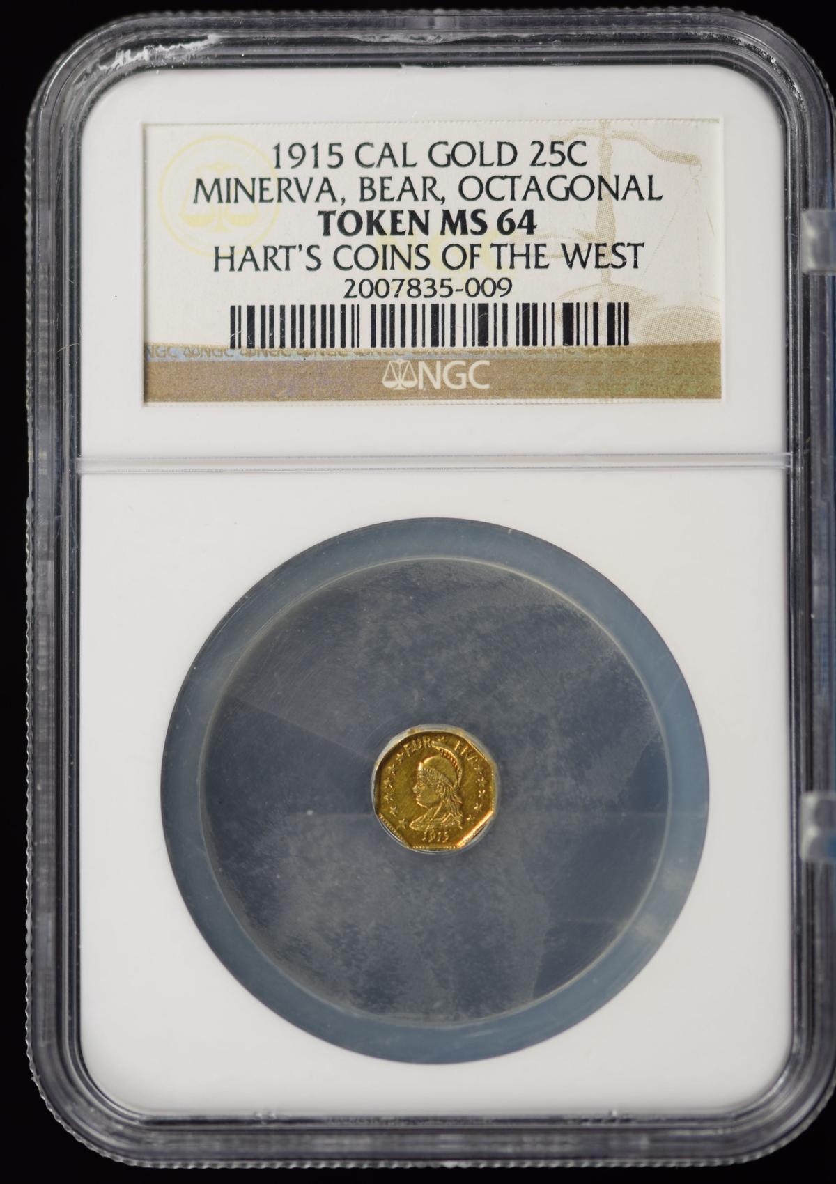 1915 California 25 Cent Gold Token NGC MS-64