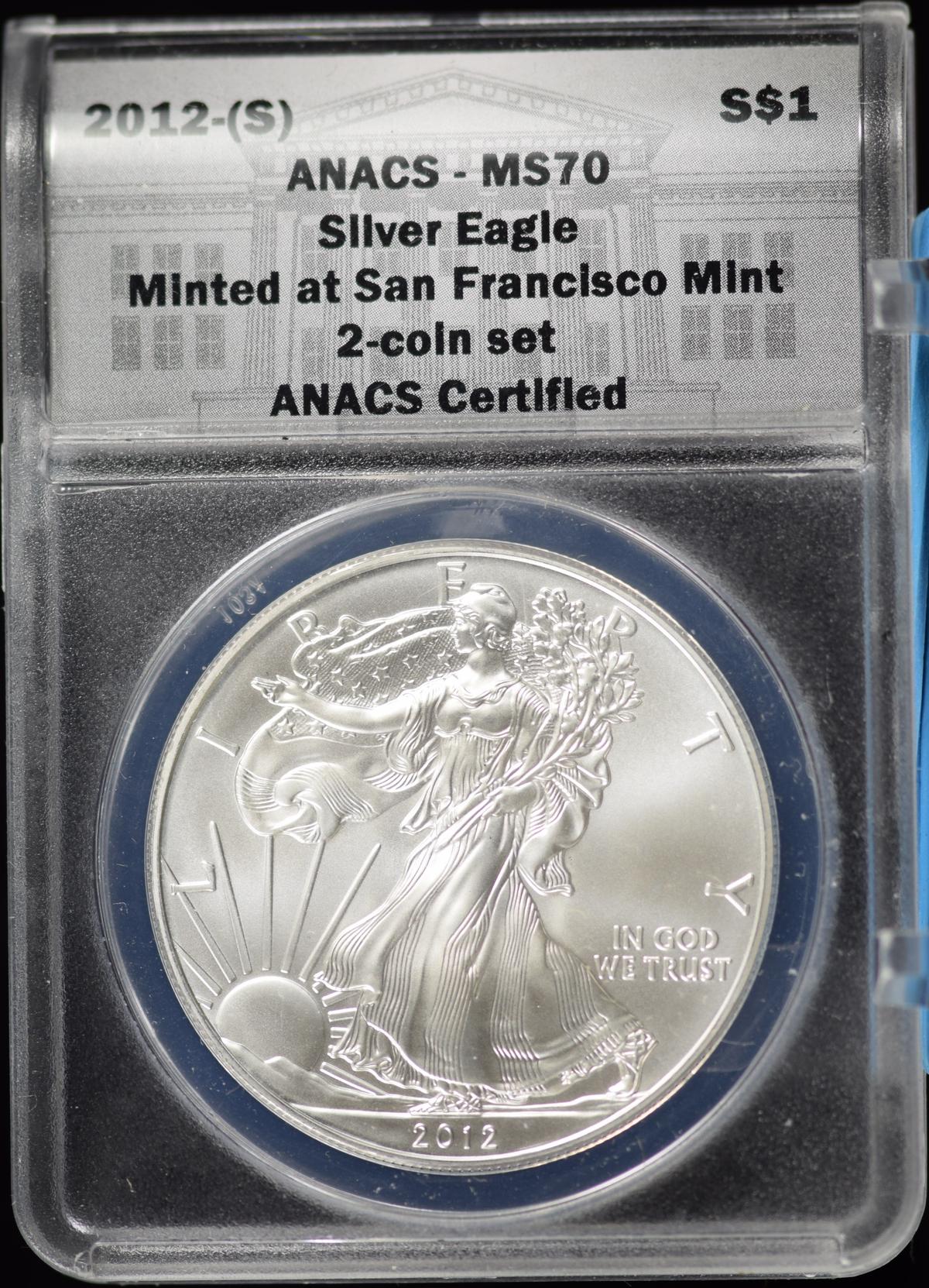 2012-S American Silver Eagle ANACS MS-70