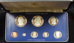 Panama 1980 Proof Set 8 piece Silver 5 & 1 Balboa Crowns
