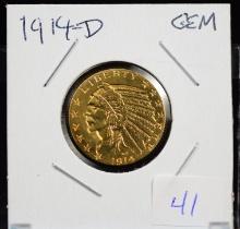 1914-D $5 Gold Indian GEM UNC