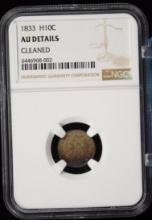 1833 Bust Half Dime NGC AU Details Awesome Coin