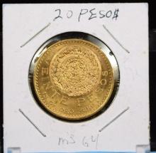 1959 Gold 20 Veinte Peso MS64 Nice