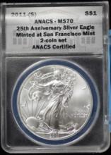 2011-S American Silver Eagle ANACS MS-70
