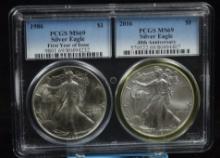 1986 & 2016 ASE 2 Coin Set PCGS MS-69 1st-30th