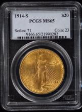 1914-S St Gaudens Gold $20 Double Eagle PCGS MS-65