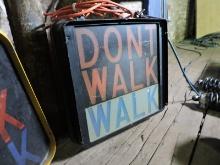 Vintage Flashing Walk / Don't Walk Sign - Authentic / 16" X 16" X 12" Deep - Works