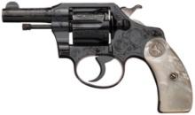 Engraved Colt Pocket Positive Revolver with Pearl Grips & Letter