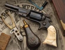 Factory Engraved Cased Colt 1855 Revolver with Carved Grip