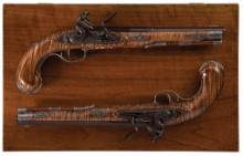 Cased William Buchele Silver Mounted Kentucky Pistols Dated 1960