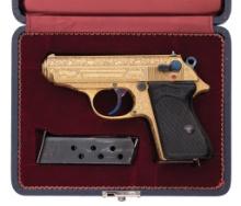Engraved World War II Walther PPK, Two Matching Magazines, Case