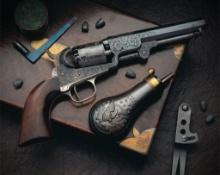 Cased Factory Engraved Early Colt Model 1849 Pocket Revolver