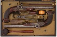 Cased Pair of Lelyon of Versailles Percussion Dueling Pistols