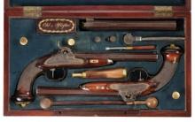 Cased Percussion Pistols with Extra Set of Barrels by F. Ulrich