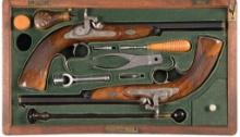 Cased Pair of G. Nagel Percussion Dueling/Target Pistols