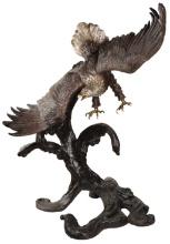 S. David Signed Massive Polychromed Bald Eagle Bronze Sculpture
