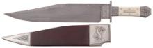 Engraved Silver Mounted J. Brennan & Sons Bowie Knife & Scabbard