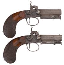 Engraved Pair of William & John Rigby Percussion Pocket Pistols