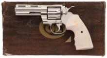 Nickel Colt Python Double Action Revolver with Box and Case