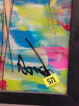 Framed/Glassed Abstract Painting by Rando