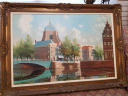 Framed Painting of “Marekerk” Church in Leiden, Netherlands