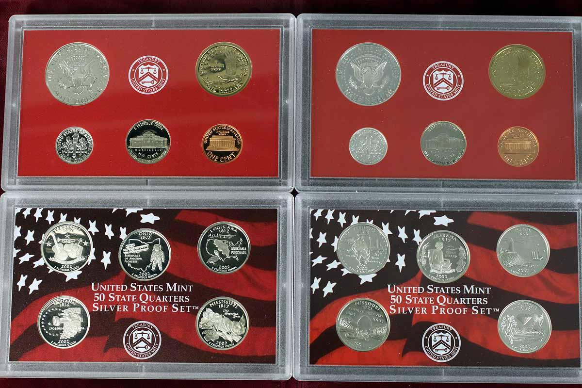 2 US Silver Proof Sets; 2002 & 2003