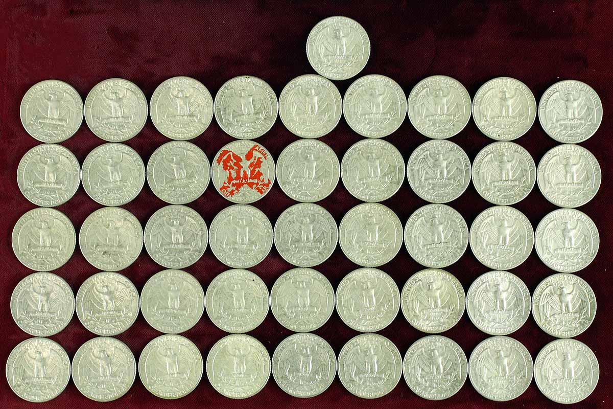 46 1964 Washington Silver Quarters; various mints