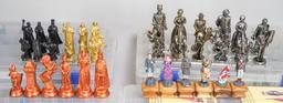 4 Sets of Hand Cast Chessmen;  Medieval, Confederates & More