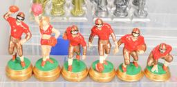 4 Sets of Hand Cast Chessmen; Football (Red Shirt), Robin Hood & More