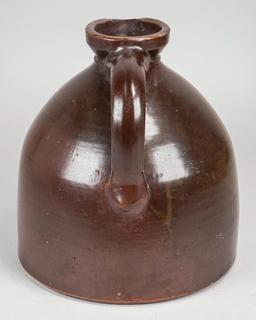 Primitive Brown Stoneware Jug w/Spout