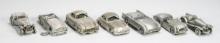 7 Danbury Mint Pewter Cars; MG, Austin Healy,