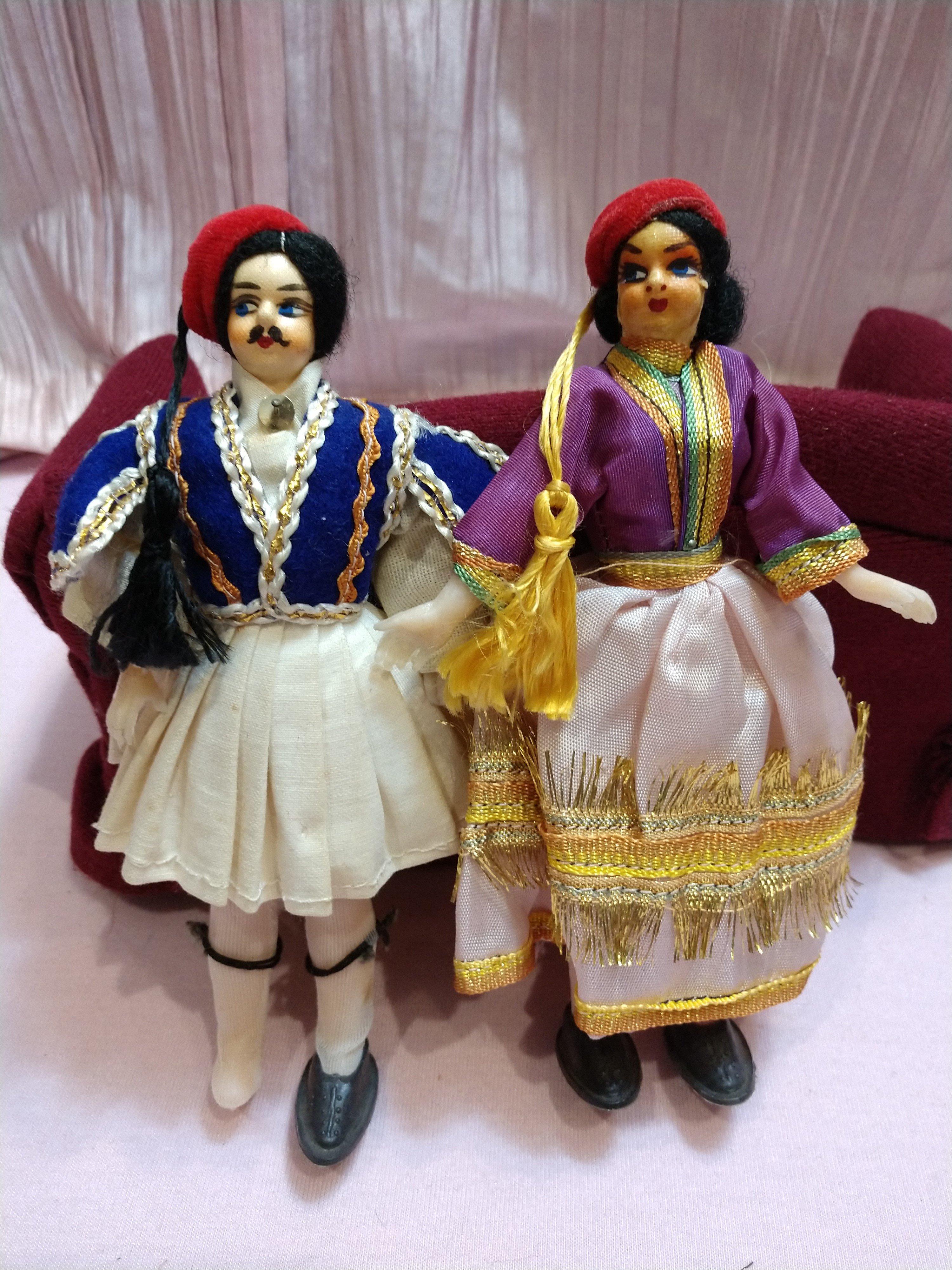 Vintage Themis Evelt Handcrafted Traditional Greek Costume Dolls Set Of 5
