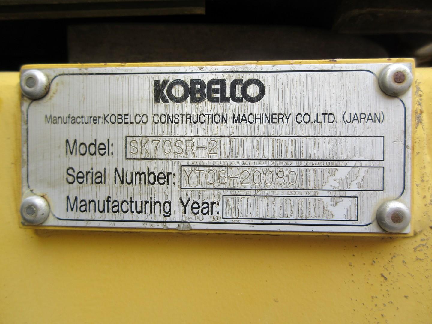 2013 Kobelco SK70SR-2 Hydraulic Excavator