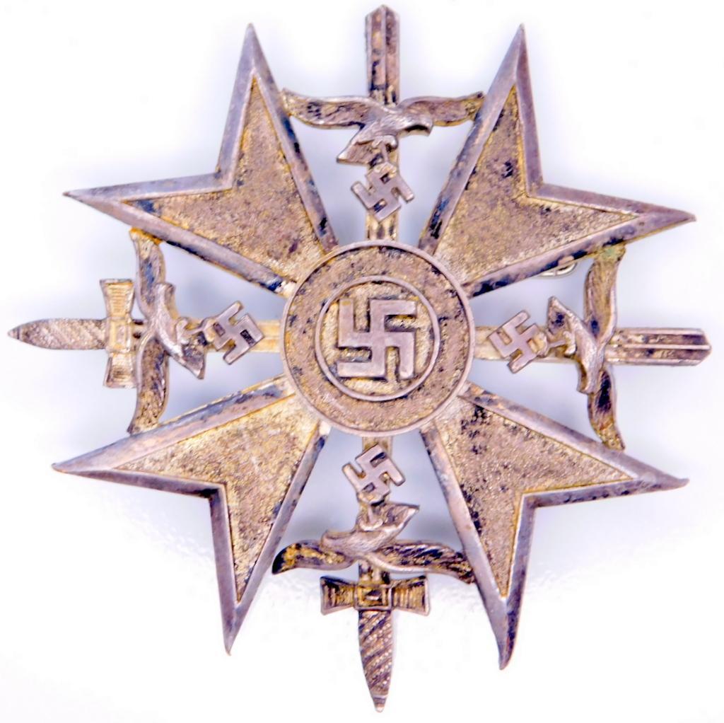 German WWII Condor Legion Silver Spanish Cross with Swords