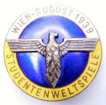 German WWII Studenten Weltspiele Wien 1939 Student Bund Badge