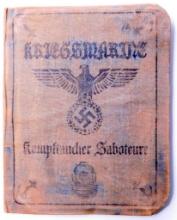 German WWII Naval Kriegsmarine Deep Sea Diver Identification Booklet