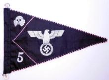 German WWII Army 5th Panzer Division Officers Staff Car Pennant